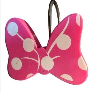Disney Minnie Mouse Pink Bows Shower Curtain Hooks Set of‎ 11 White Polka Dots